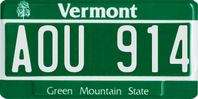 VT license plate AOU914