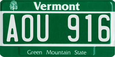 VT license plate AOU916