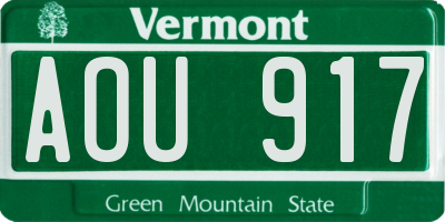 VT license plate AOU917