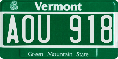 VT license plate AOU918