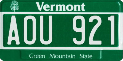 VT license plate AOU921
