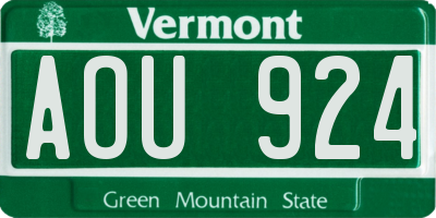 VT license plate AOU924