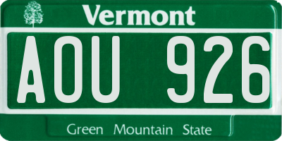 VT license plate AOU926
