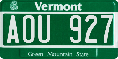 VT license plate AOU927