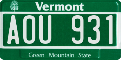 VT license plate AOU931