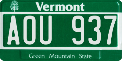 VT license plate AOU937
