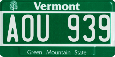 VT license plate AOU939