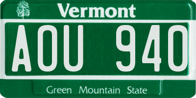 VT license plate AOU940