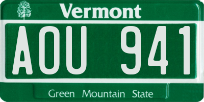 VT license plate AOU941