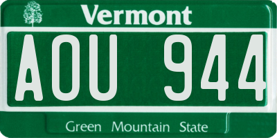 VT license plate AOU944