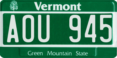 VT license plate AOU945