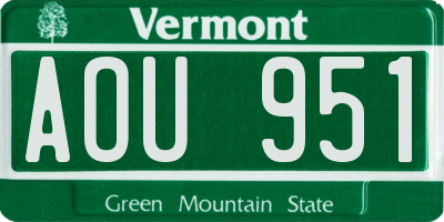 VT license plate AOU951