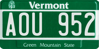 VT license plate AOU952