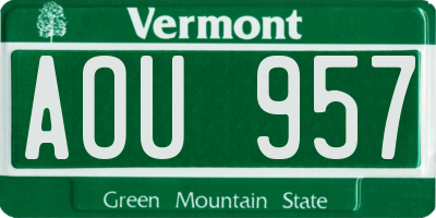 VT license plate AOU957