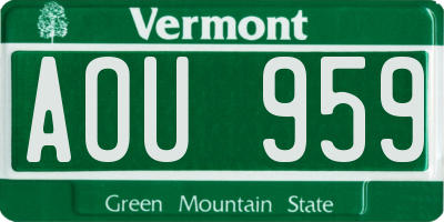 VT license plate AOU959