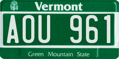 VT license plate AOU961