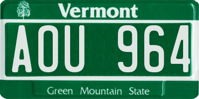 VT license plate AOU964