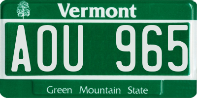 VT license plate AOU965