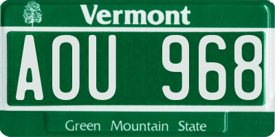VT license plate AOU968