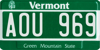 VT license plate AOU969