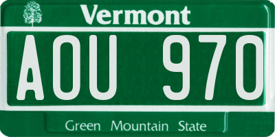 VT license plate AOU970