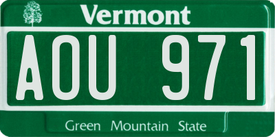 VT license plate AOU971