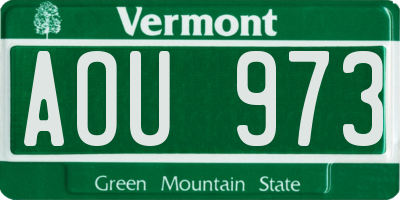 VT license plate AOU973