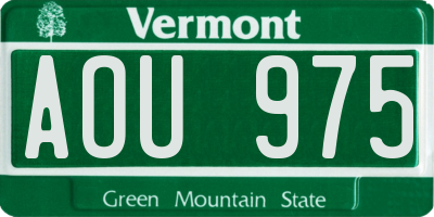 VT license plate AOU975