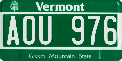 VT license plate AOU976
