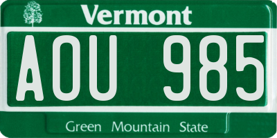VT license plate AOU985