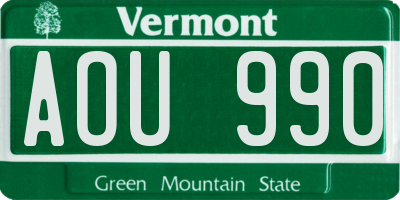 VT license plate AOU990