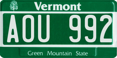 VT license plate AOU992