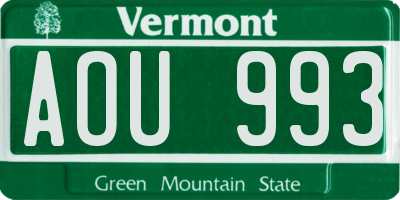 VT license plate AOU993