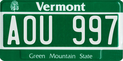 VT license plate AOU997