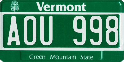 VT license plate AOU998
