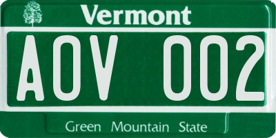VT license plate AOV002