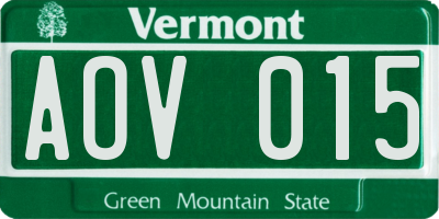 VT license plate AOV015