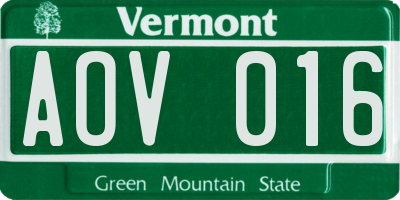 VT license plate AOV016