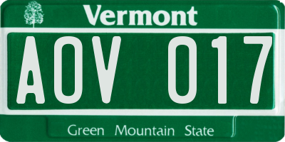 VT license plate AOV017