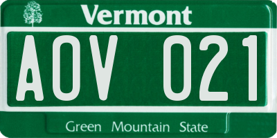 VT license plate AOV021