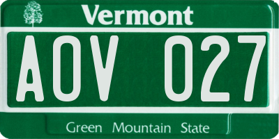 VT license plate AOV027