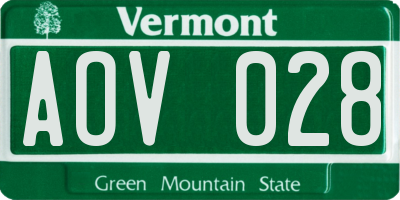 VT license plate AOV028