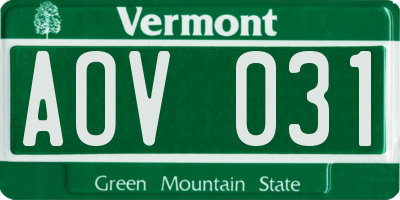 VT license plate AOV031