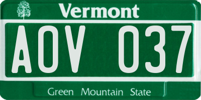 VT license plate AOV037