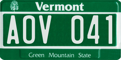 VT license plate AOV041