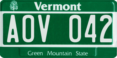VT license plate AOV042