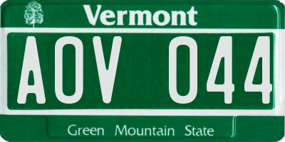 VT license plate AOV044