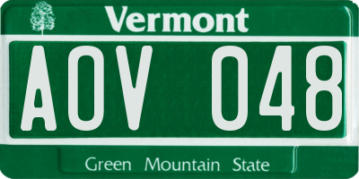 VT license plate AOV048