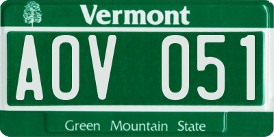 VT license plate AOV051
