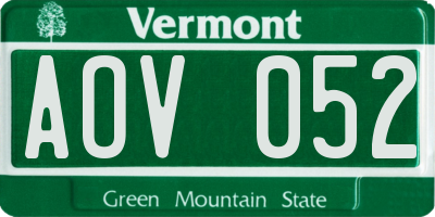 VT license plate AOV052